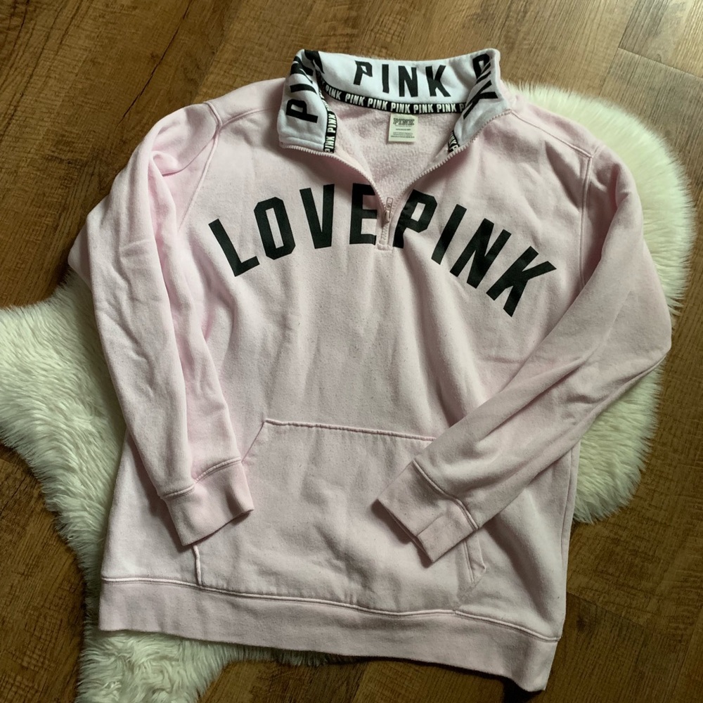❌TRADED❌🖤VS PINK Half Zip Hoodie🖤 - Picture 2 of 4
